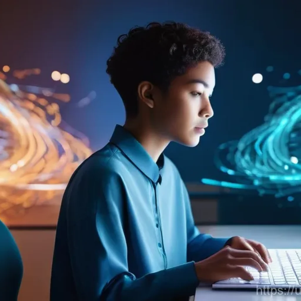 인터넷정보검색 자격증 취득 후 프로젝트 관리 경험 - **Digital Ocean of Knowledge**
A dynamic, high-angle shot of a young, focused individual (male o...