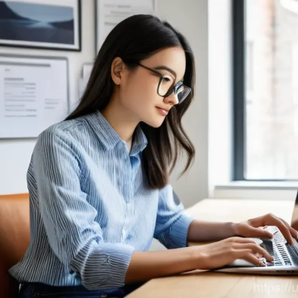 인터넷정보검색 실무와 AI 검색 기술의 융합 사례 - The Blogger's AI-Powered Research Assistant**
A young, creative blogger, female, with dark, neatly ...