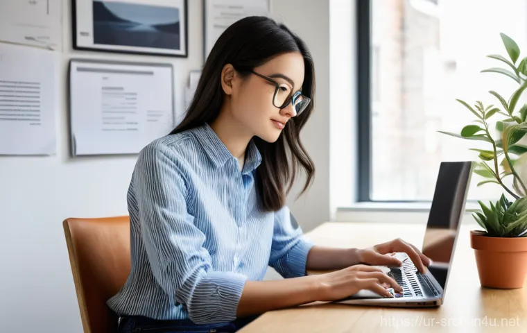 인터넷정보검색 실무와 AI 검색 기술의 융합 사례 - The Blogger's AI-Powered Research Assistant**
A young, creative blogger, female, with dark, neatly ...