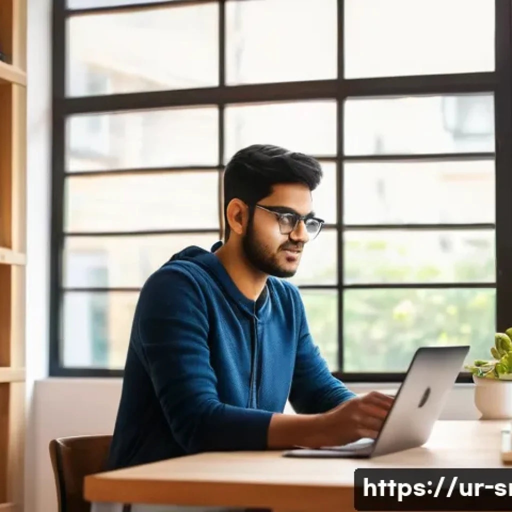 인터넷정보검색 필기와 실기 학습의 효과적인 연결법 - A cozy modern home office scene showing a young South Asian man in modest casual attire sitting at a...