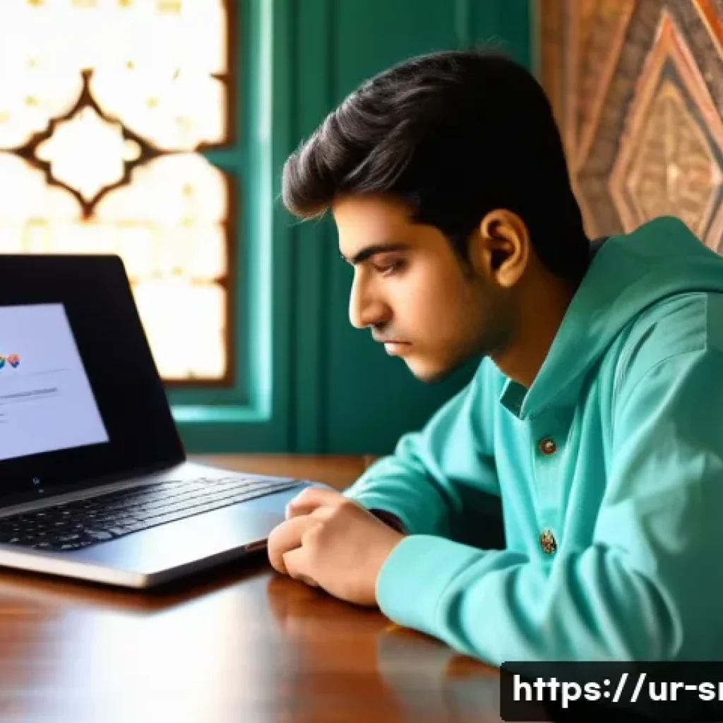 인터넷정보검색 실기 시험의 난이도 높은 문제 풀이법 - A modern study room scene showing a focused young Pakistani student sitting at a wooden desk with a ...
