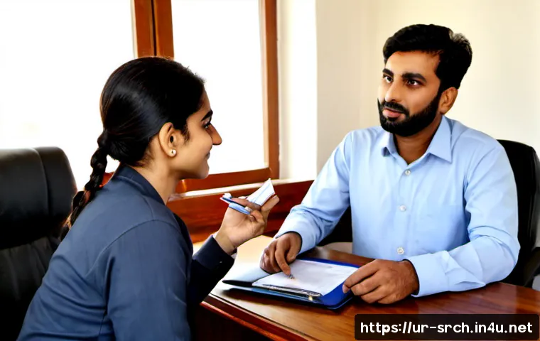 인터넷정보검색 자격증 취득 후 연봉 협상 경험 공유 - Photorealistic Pakistani professional in a modest business-casual office, confidently discussing a s...