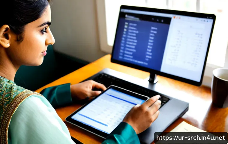 Home 17 인터넷정보검색 실무에서 경험한 정보 수집 문제 해결 사례 - Photorealistic Pakistani office worker in modest shalwar kameez carefully comparing several reliable...